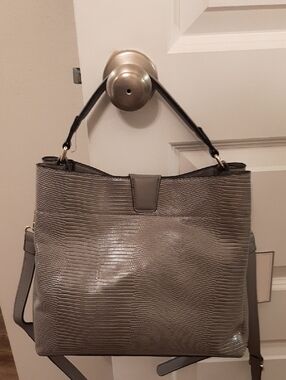 Jen & Co. Vegan NWT Women’s Gray Tati Lizard Satchel- Neutral Grey Shoulder Bag